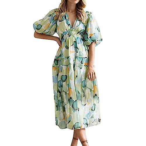 Robe sexy à col en V et imprimé floral au design fluide d'une robe classe