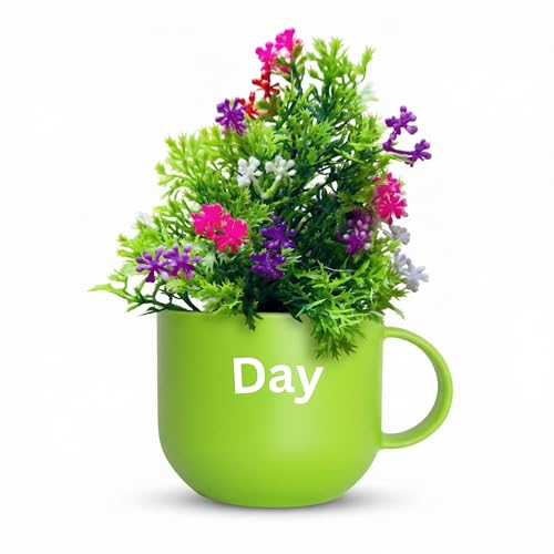 Image of Dekorly Wall Hanging Mug Planters with Artificial Flowers (20CM) - Decorative Hanging Cups, Colorful Floral Wall Decor for Living Room Bedroom Balcony Office Gift Set (3, Stronger Every Day)