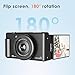 Compact Digital Camera with 270° Flip-Up Screen,Portable Selfie Camera for Photography, 64MP Resolution, 16X Zoom, and 32GB Memory Card
