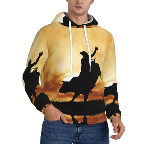 Pidgazdfgv Cool Bull Riding - Sudadera con capucha de forro polar para hombre, casual, con cordón de contraste y bolsillo Kaola, Negro, M