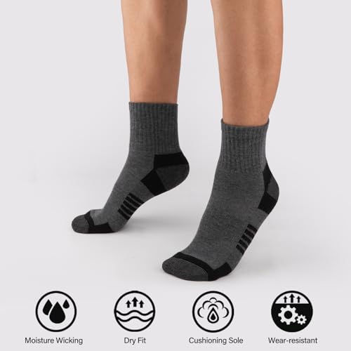 Mens Quarter Athletic Socks 7 Pack Moisture Wicking Cushioned Work Socks2