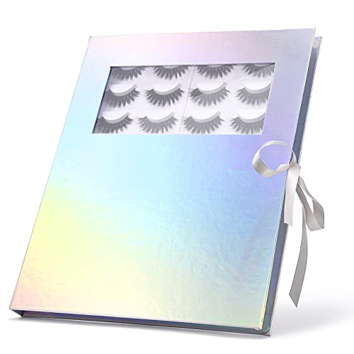 Noverlife 16 Pairs Eyelash Packaging Book, False Eyelash Holder Extension Container Eyelash Display Tray, Empty Eyelash Sample Protect Case Lash Catalog Book For Beauty Salon Business - Holographic #TOP7