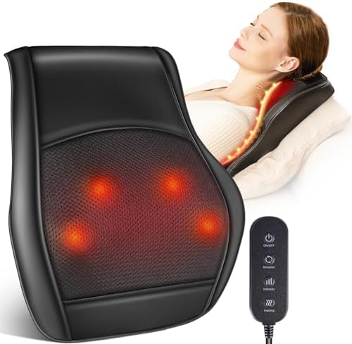 Brelley Massagegerät, Nackenmassagegerät mit Wärme, Shiatsu Rückenmassagegerät mit 3D Tiefengewebsmassage für Nacken, Rücken, Beine - Geschenke für Frauen, Männer & Eltern