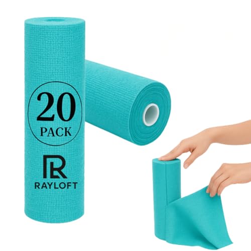 Image of Microfiber Cleaning Cloth Roll - 20 Reusable Washable Pre-Cut Towels | Tear-Away Kitchen Cleaning Cloth for Counters, Glass, Utensils, Appliances, & Home Surfaces - 25x25 cm (1 Pack, Blue)