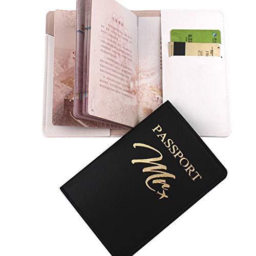 1 conjunto de etiquetas de bagagem de couro sintético Mr./Mrs. Passport para casais, lua de mel, org