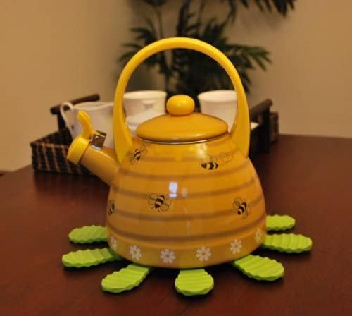 Whistling Tea Kettle for Stove Top Enamel on Steel Teakettle, Supreme Housewares Bee Hive Design Teapot Water Kettle Cute Kitchen Accessories Teteras (2.4 Quart, Bee Hive) - Thumbnail 4