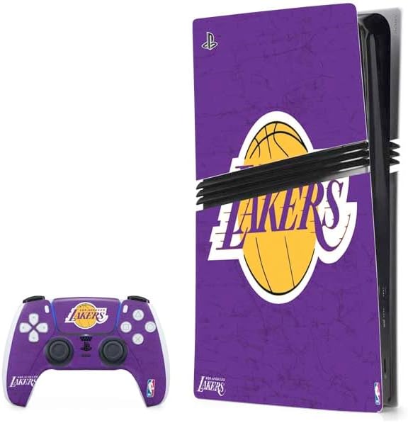Skinit Decal Gaming Skin Compatible with PS5 Pro Bundle - Officially Licensed NBA Los Angeles Lakers Black Primary Logo Design