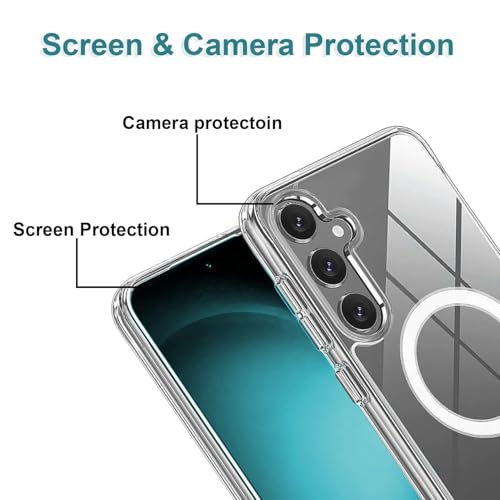 Image of Samsung A15 Transparent Case | Shockproof Bumper & Camera Protection | Magsafe Compatible | Sleek Hard Crystal Back Cover for Samsung A15 - Clear