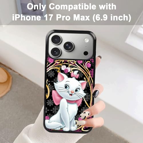 MMYAJT Graceful Marie Cat Phone Case Compatible with iPhone 17 Pro Max — Golden Lace iPhone Case Shockproof Fuchsia Pink Roses Phone Cover Gift for Boy Girl Men Women by MMYAJT - Used condition - Image 7