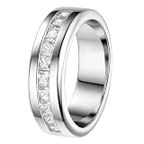SweetJew Lab Created Moissanite Stone Wedding Band 925 Sterling Silver 1ct 10 Large Princess Cut Promise Ring For Men D Color VVS1 Size 8