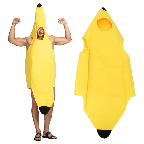 Noaxylic Engraçado costume banana, disfarce de banana para adultos, 65 x 148 cm, disfarce de frutas leve e confortável para homens e mulheres, para carnaval, despedidas de solteiro, festas e cosplay