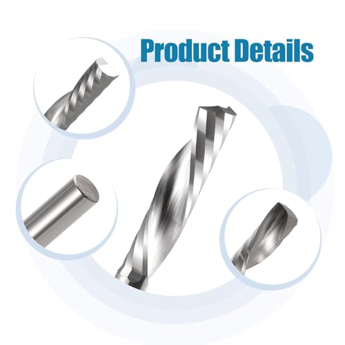 Fräser,CNC Fräser,Schaftfräser,1/8 Zoll Schaftdurchmesser 2 mm CED 10 mm CEL 1 Rille Einzelrille Downcut Spiral-Fräser CNC-Fräser für Acryl, PVC, MDF, Aluminium, 5 Stück