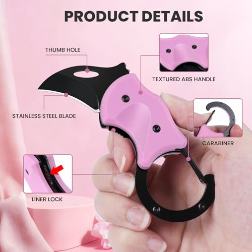 Image of coldown 3 Pack Pink Pocket Knife Gifts for Women Men Adults | Cute Folding Knives Gadgets with 1.34in Stainless Steel Blade, Box Cutter, Gift Idea for Mom Wife Girlfriend