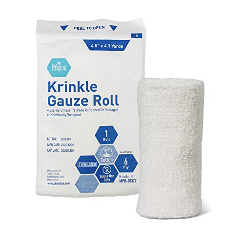 MED PRIDE Sterile Krinkle Gauze Roll 4.5in X 4.1yd 6 Ply Highly Absorbent Cotton Roll Gauze Individually Wrapped Wound Dressing (12 12 Count (Pack of 1)) - Image 3