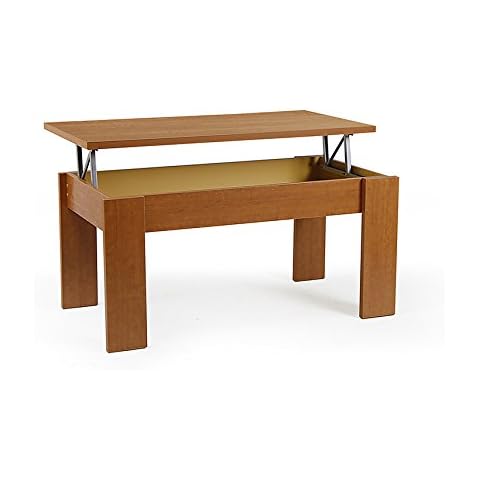 Buyqualia Mesa de Centro Rectangular elevable con Compartimento bajo Tapa Cover