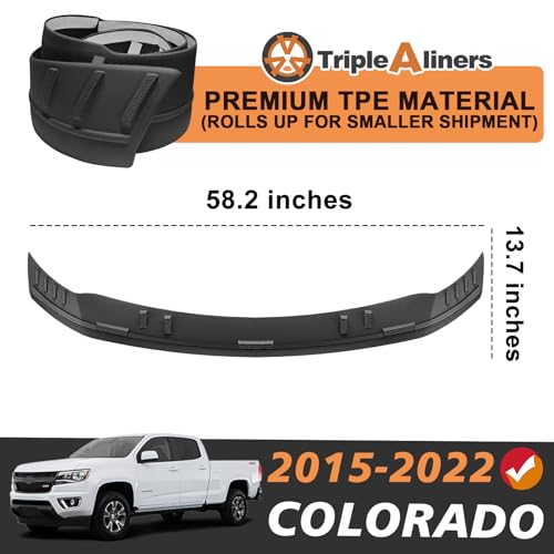 Image of TripleAliners Hood Bug Deflector Protector for 2015-2022 Chevy Colorado | Hood Protector, Bug Deflector Shield Replacement, Flexible TPE Material, Easy to Install, Upgraded adhesion
