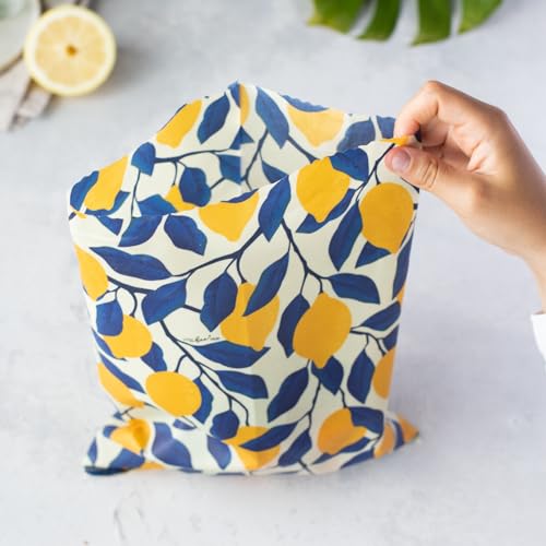 little bee fresh Paño de cera de abejas orgánico en bolsa grande de Alemania, mantiene los alimentos naturales, bonitos y frescos sin plástico. Hecho a mano con materias primas orgánicas (Amalfi)