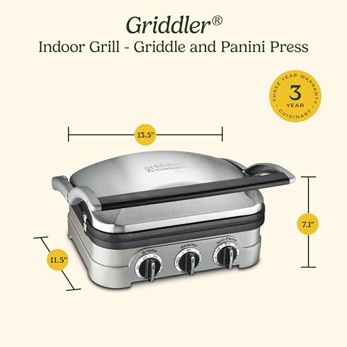 Cuisinart Griddler Indoor Grill, Panini Press, Sandwich Maker & More, 5-in-1 Grilling, Dishwasher-Safe Nonstick Cooking Plates, GR-4NNAS, Stainless Steel image 3