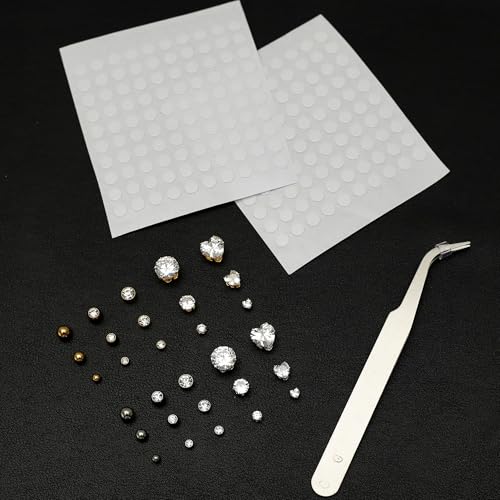 30 Pcs Fake Belly Button Piercing for Women Gold Silver Cubic Zirconia Faux Belly Ring Clip on Bellybutton Ring Fake Piercing Non Piercing False Belly Button Sticker2