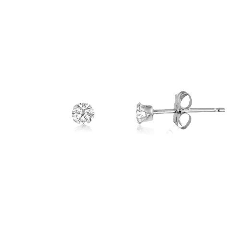Orecchini A Perno Classici In Argento 925 Con Zirconia Cubica Rotonda - Scegli Colore E Misura Da 2 A 12 Mm