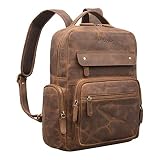 STILORD 'Edison' Sac à Dos d'étudiant Moderne pour Ordinateur Portable Large jusqu'à 13,5' Sac à Dos Vintage en Cuir véritable, Couleur:Marron Moyen