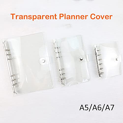 Transparent Soft PVC Binder Cover, 6 Ring Waterproof Loose Leaf Personal Planner Binder Refillable for Notebook Diary, Office - Image 2