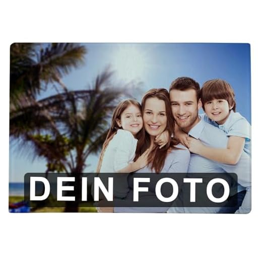 Glas-Schneidebrett mit Foto und Wunschtext (20 x 28,5 cm) - Schneidbrett aus Echtglas personalisiert - Küchenbrett aus Glas gestaltbar