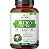 Zazzee DIM 250 mg, 120 Veggie Caps, Plus 10 mg BioPerine, 4 Month Supply, Plus Pure Broccoli Extract, Vegan and Non-GMO, 250 mg of DIM per Capsule