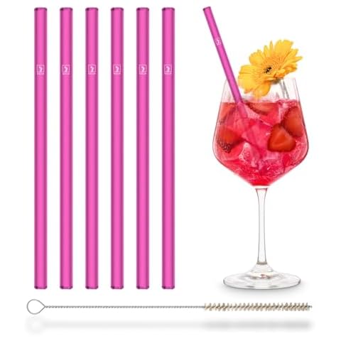 Halm Pink Neon Glass Straws Set Cover