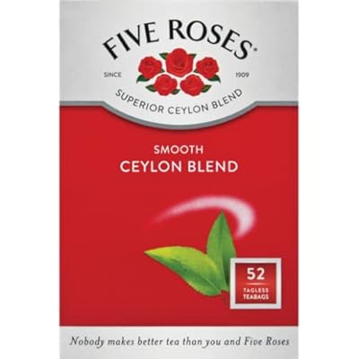 Five Roses Tea, 52 Tagless Teabags | 100% Pure Ceylon Tea |Black tea