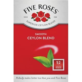 Five Roses Tea, 52 Tagless Teabags | 100% Pure Ceylon Tea |Black tea|