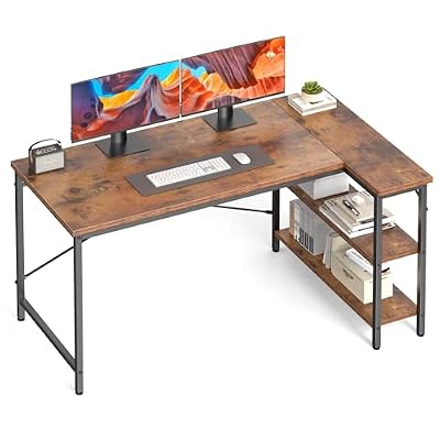 OLIXIS 39 Inch L Shaped Desk, Corner Computer Gaming Desks with Shelves