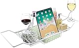 Zoternen Tub Shelf, Stainless Steel Shower Bathtub Caddy Tray Expandable Bath Organizer Soap Red Win