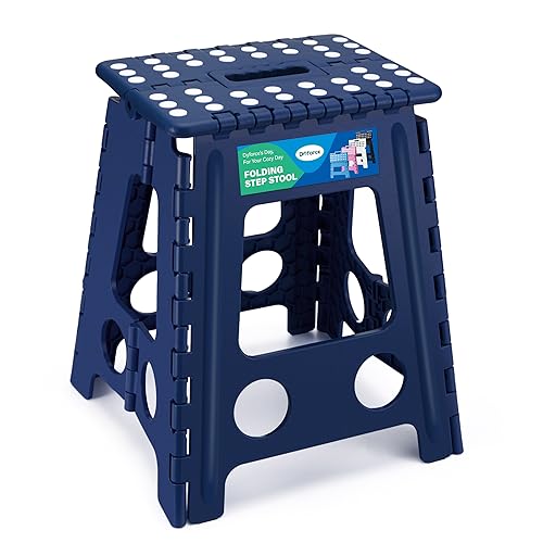 Image of Dyforce Folding Step Stool 16 Inch,400lbs Foldable Step Stool for Adults | Step Stool Foldable Blue,Non-Slip Plastic Stepping Stool with Carry Handle,Lightweight for Bathroom Kitchen Bedroom Garden