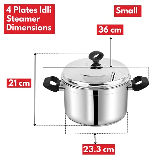 Vinod Classic 304 Stainless Steel Idli Pot - 4 Deep Plates (16 Idlis) | Soft & Plump Fluffy Idly Maker Cooker | Even Heating SAS Bottom Steamer | Heat-Resistant Handles | Induction & Gas Compatible