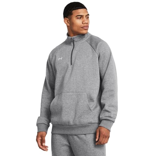 Under Armour Herren Rival Fleece Quarter Zip Sweatshirt, (025) Castlerock Light Heather/White, 3X-Large