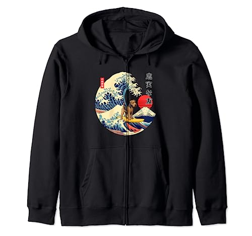 Welsh Terrier japonés Kanagawa Wave Surf Loyal Dog Sudadera con Capucha