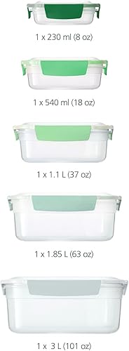 Miniatura 6 de Joseph Joseph Nest 9 Plus - Juego de 5 recipientes de almacenamiento de alimentos (verde salvia) y Nest Lock (verde salvia)