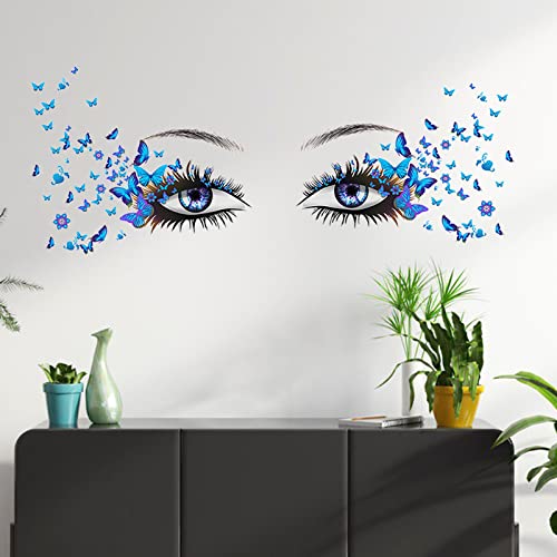 Beautiful Eyelash Eyes Wall Stickers Flying Butterfly Wall Decals Beautiful Girl Heart Wall Decor Vinyl Wall Art Butterflies Wall Decor Stickers For Women Girls Bedroom Living Room Decoration #TOP4