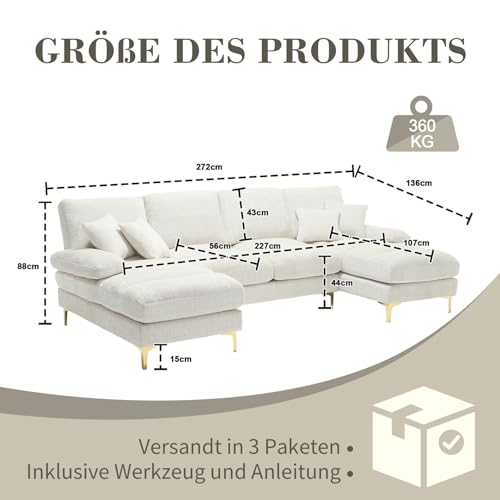 Canapé modulable U beige avec 2 relax YEHTOKHOME