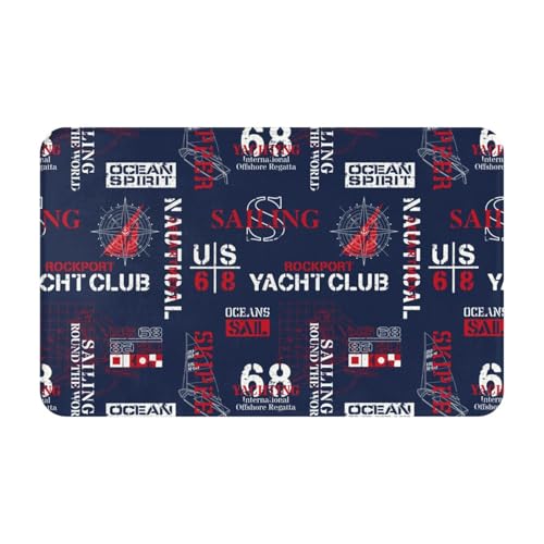 Alfombras de baño antideslizantes y lavables, tapetes de cocina para piso, alfombras de entrada para interiores, estilo náutico, velero, lavandería, cuarto de baño, alfombra de puerta con respaldo de