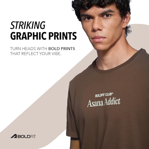 Image of Boldfit Tshirt for Man Unisex Oversized Tshirt for Woman Graphic Tees Supreme Comfort, Effortless Style Oversized T Shirt for Men, Breathable Polycotton T-Shirt for Lounging, Casual Outing, Yoga Wear