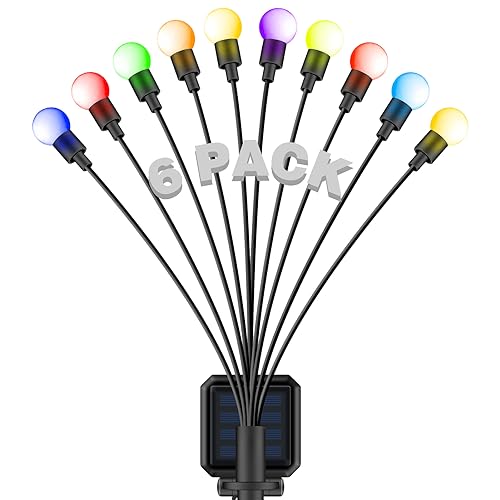 Civikyle 6 lampade solari per esterni, giardino, 10 LED, luce solare, decorazione da giardino, per esterni, luci solari, resistenti alle intemperie, RGB