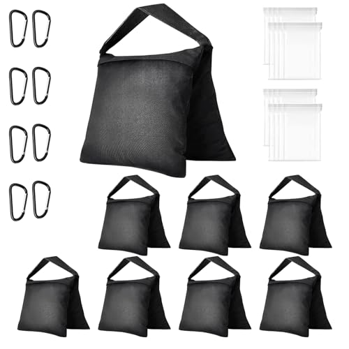 EMART 8 Pack Heavy Duty Sandbags - Weight Bags Heavy Duty Saddlebags Sand Bags for Photography, Backdrop Stand, Light Stand, Tripod, Photo Video Studio, Canopy, Patio, Tent - Black