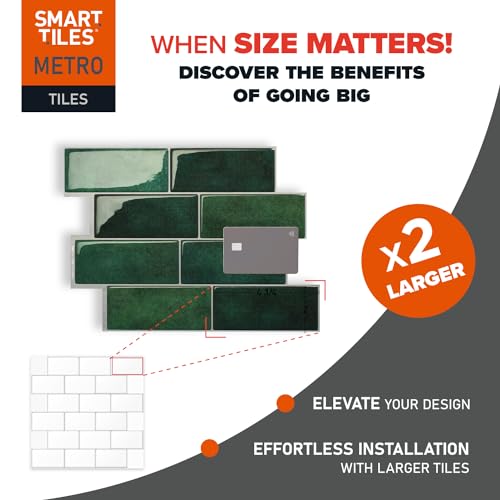 SMART TILES Peel and Stick Backsplash - 5 Sheets of 11.56" x 8.38" - 3D Adhesive Peel and Stick Tile Backsplash for Kitchen, Bathroom, Wall Tile - Thumbnail 7