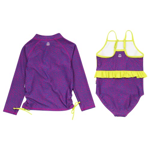 Image of SwimZip Girls' Long Sleeve Rash Guard & 1-Piece Swimsuit - UPF 50 Sun Protection