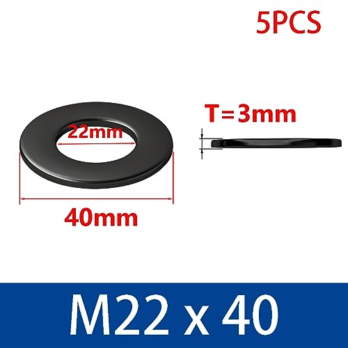 Qrity 5Pcs M22 Round Seal Washer Spacer, Carbon Steel Sealing Gasket Washers for Factory Repair M22 x 40mm - Image 2