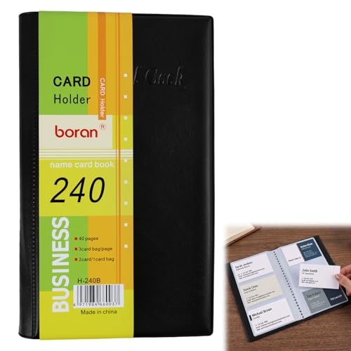 Maoggha Porte-cartes de visite en cuir pour jusqu'à 240 cartes, cartes de visite, pour fournitures de bureau et cabinet, étui pour cartes de visite en cuir aspect cuir, pour clients, cartes de crédit