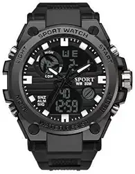 Relógio Esportivo Masculino Digital e Ponteiro - à Prova d’Água, com Cronômetro, Alarmes, Luz LED, Passômetro e Pulseira em Silicone Confortável – Ideal para Academia, Corrida e Dia a Dia,Lazer,Sport