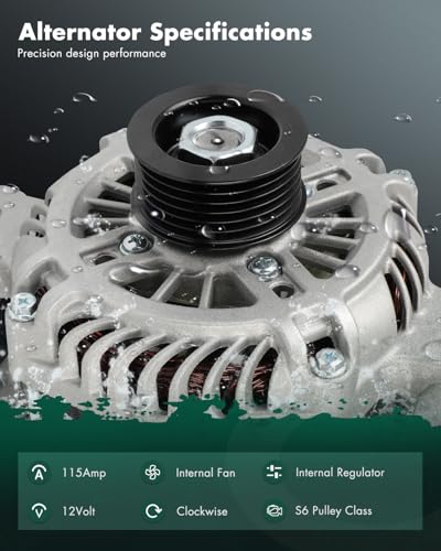 Image of SCITOO Alternator Fits for Ford for Explorer 2009-2010,for Explorer Sport Trac 2009-2010,for Mercury for Mountaineer 2009-2010, V6 4.0L, 12V 115Amp CW S6 Pulley Class 11275 9L2T-10300-BA